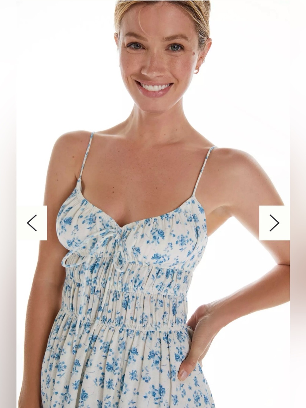 Trixxi Cream Maxi Dress with Blue Floral Stripes